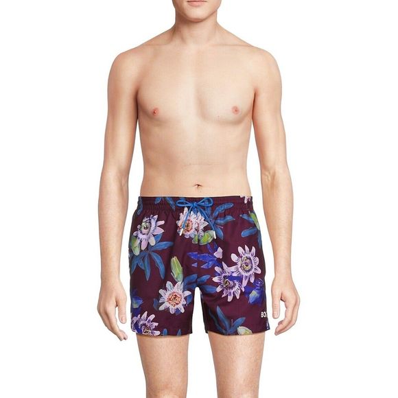 Boss L133501 Mens Dark Purple Piranha Tropical Swim Shorts Size XXL